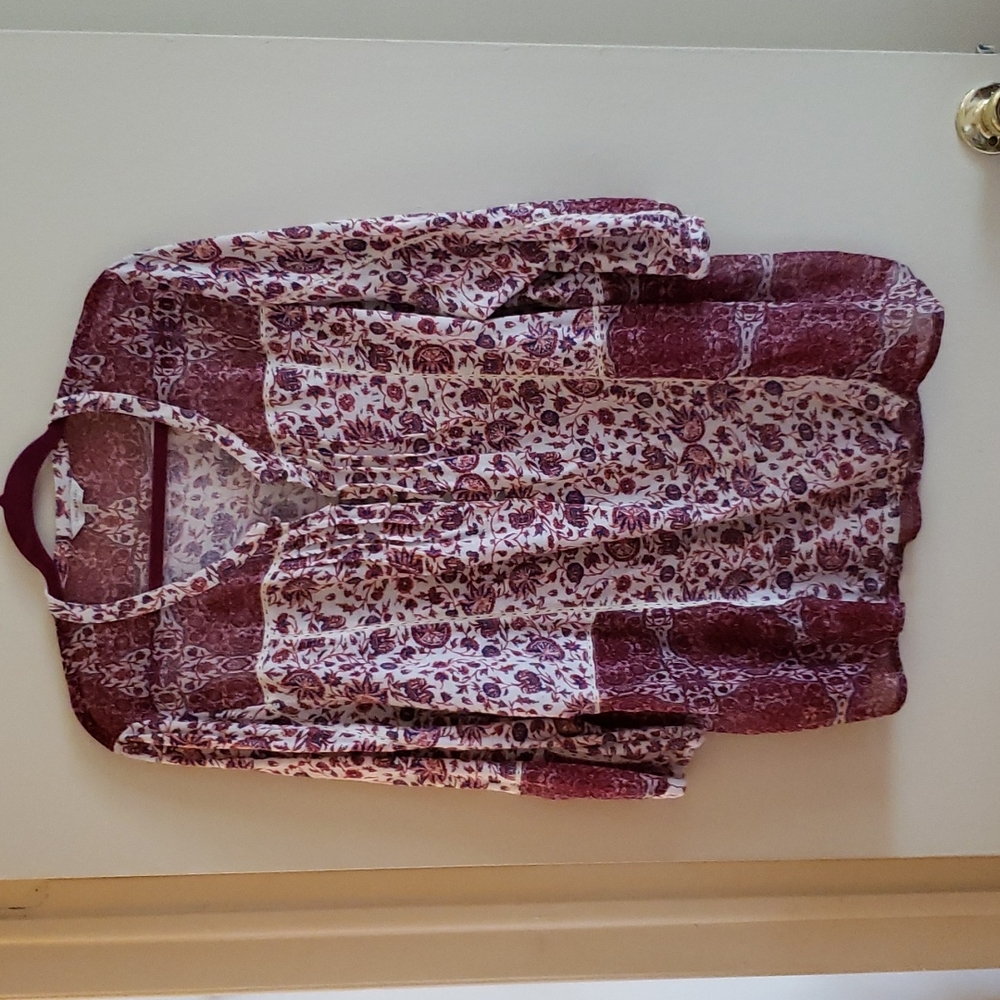 Gently used red and white blouse